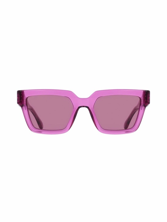 New Salvatore Ferragamo SF2066S 665 Transparent Fuchsia Square Sunglasses